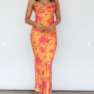 Best Bits Mesh Maxi Dress Orange Corset